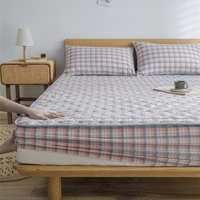 91家纺网 家纺一手货源 找家纺 蓝巢 2023新款全棉水洗棉大豆夹棉床笠 贝拉粉