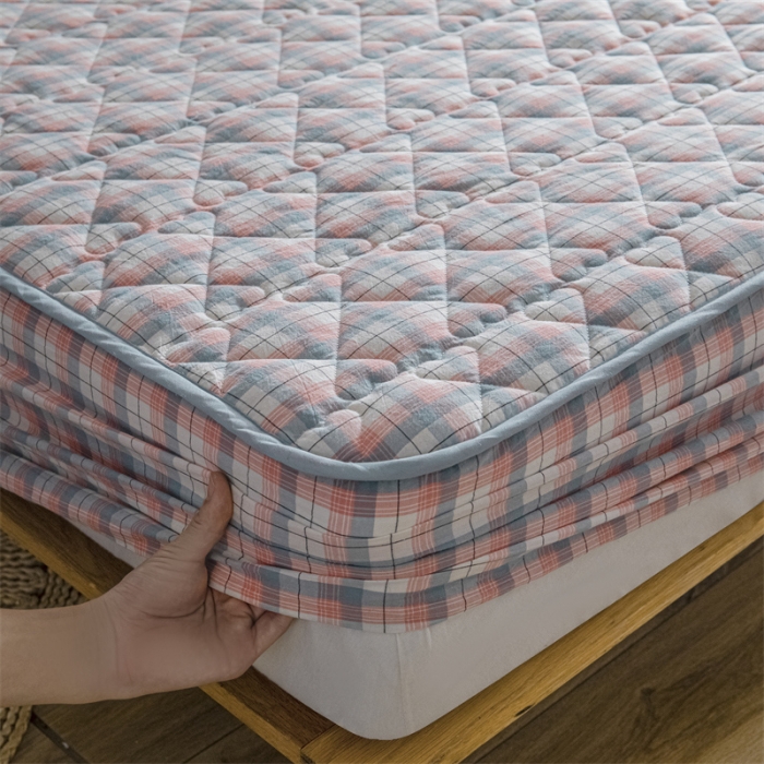 91家纺网 家纺一手货源 找家纺 蓝巢 2023新款全棉水洗棉大豆夹棉床笠 贝拉粉