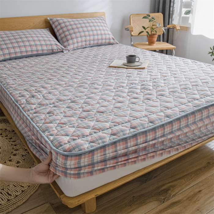 91家纺网 家纺一手货源 找家纺 蓝巢 2023新款全棉水洗棉大豆夹棉床笠 贝拉粉