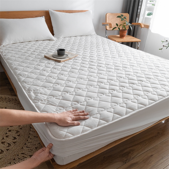 91家纺网 家纺一手货源 找家纺 蓝巢 2023新款全棉水洗棉大豆夹棉床笠 本白