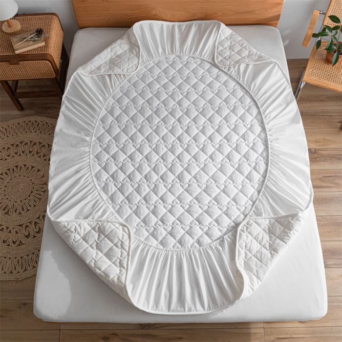 91家纺网 家纺一手货源 找家纺 蓝巢 2023新款全棉水洗棉大豆夹棉床笠 本白