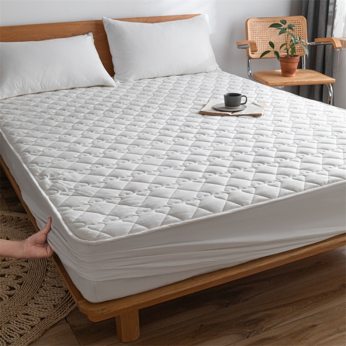 91家纺网 家纺一手货源 找家纺 蓝巢 2023新款全棉水洗棉大豆夹棉床笠 本白