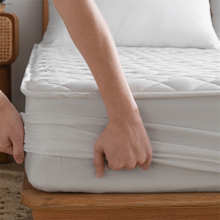 91家纺网 家纺一手货源 找家纺 蓝巢 2023新款全棉水洗棉大豆夹棉床笠 本白