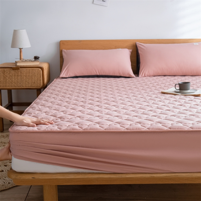 91家纺网 家纺一手货源 找家纺 蓝巢 2023新款全棉水洗棉大豆夹棉床笠 豆沙