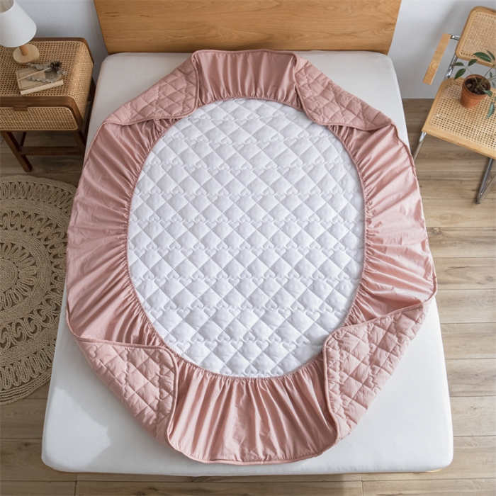 91家纺网 家纺一手货源 找家纺 蓝巢 2023新款全棉水洗棉大豆夹棉床笠 豆沙