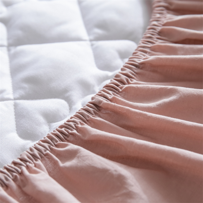 91家纺网 家纺一手货源 找家纺 蓝巢 2023新款全棉水洗棉大豆夹棉床笠 豆沙