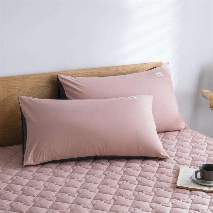 91家纺网 家纺一手货源 找家纺 蓝巢 2023新款全棉水洗棉大豆夹棉床笠 豆沙