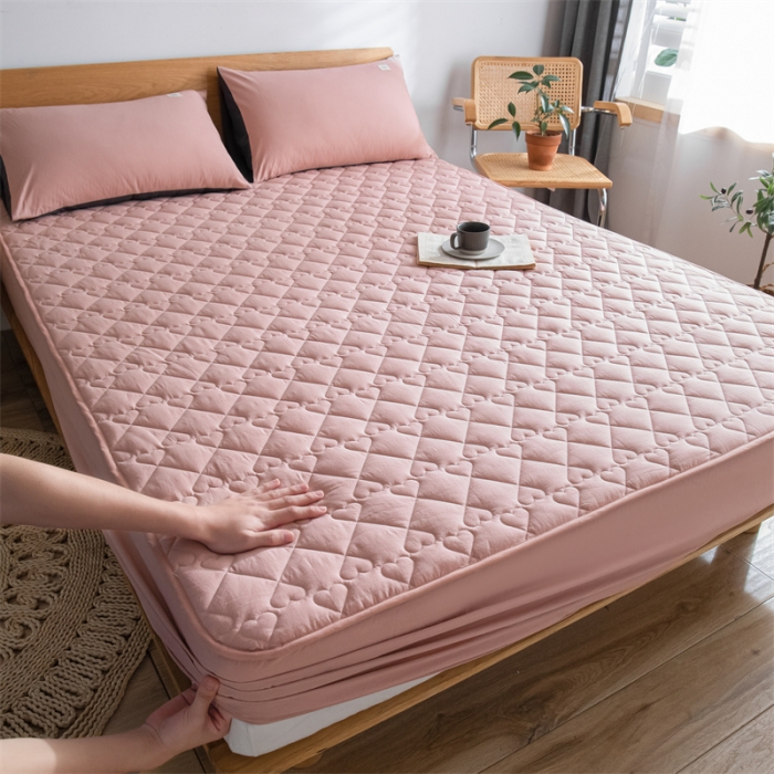 91家纺网 家纺一手货源 找家纺 蓝巢 2023新款全棉水洗棉大豆夹棉床笠 豆沙