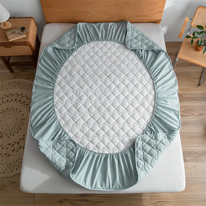 91家纺网 家纺一手货源 找家纺 蓝巢 2023新款全棉水洗棉大豆夹棉床笠 繁星蓝