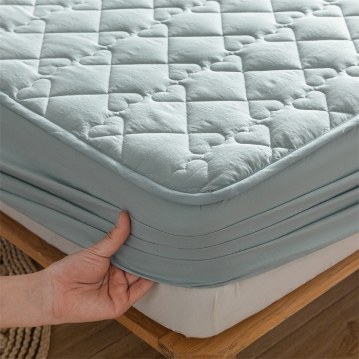 91家纺网 家纺一手货源 找家纺 蓝巢 2023新款全棉水洗棉大豆夹棉床笠 繁星蓝