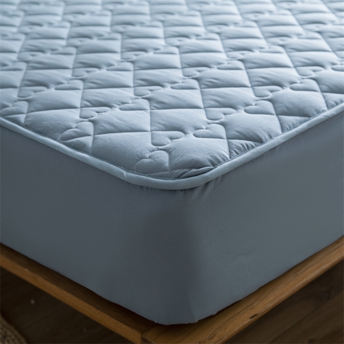 91家纺网 家纺一手货源 找家纺 蓝巢 2023新款全棉水洗棉大豆夹棉床笠 湖蓝