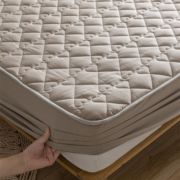 91家纺网 家纺一手货源 找家纺 蓝巢 2023新款全棉水洗棉大豆夹棉床笠 卡其