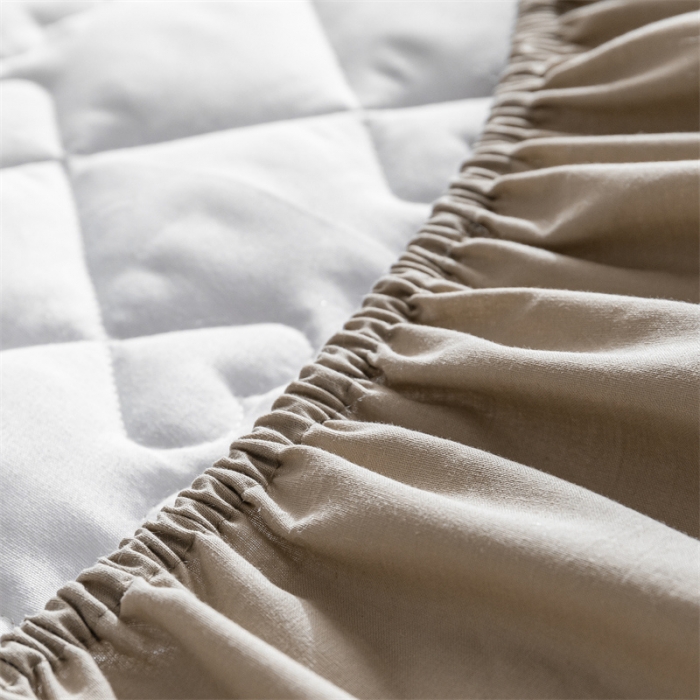 91家纺网 家纺一手货源 找家纺 蓝巢 2023新款全棉水洗棉大豆夹棉床笠 卡其