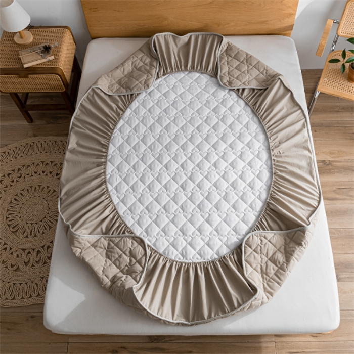 91家纺网 家纺一手货源 找家纺 蓝巢 2023新款全棉水洗棉大豆夹棉床笠 卡其