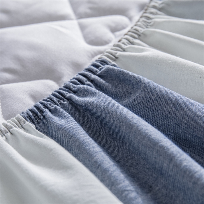 91家纺网 家纺一手货源 找家纺 蓝巢 2023新款全棉水洗棉大豆夹棉床笠 蓝调格