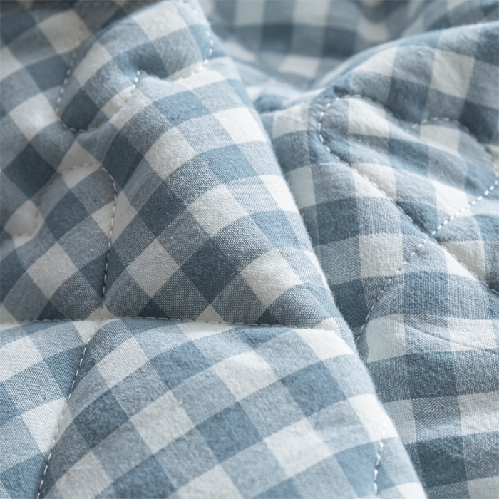 91家纺网 家纺一手货源 找家纺 蓝巢 2023新款全棉水洗棉大豆夹棉床笠 蓝小格