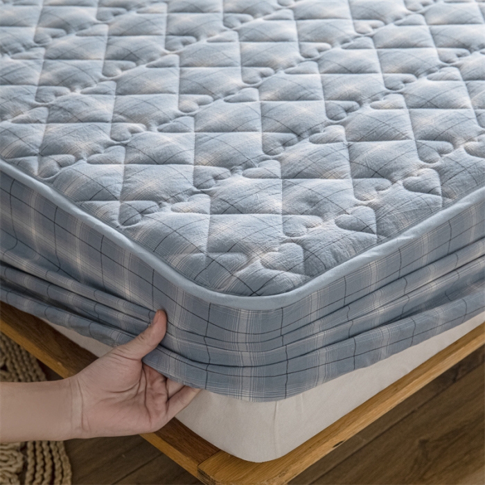 91家纺网 家纺一手货源 找家纺 蓝巢 2023新款全棉水洗棉大豆夹棉床笠 午后时光兰