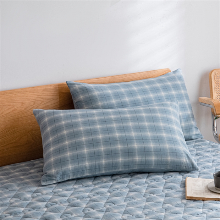 91家纺网 家纺一手货源 找家纺 蓝巢 2023新款全棉水洗棉大豆夹棉床笠 午后时光兰