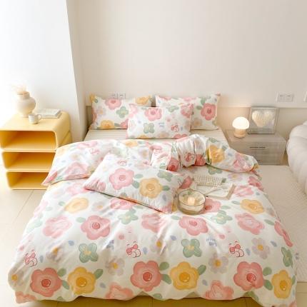 91家纺网 家纺一手货源 找家纺 川悦生活 2023新款高密全棉印花四件套 兔美乐