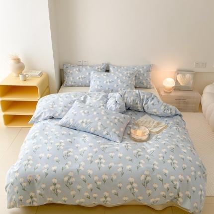 91家纺网 家纺一手货源 找家纺 川悦生活 2023新款高密全棉印花四件套 小花花