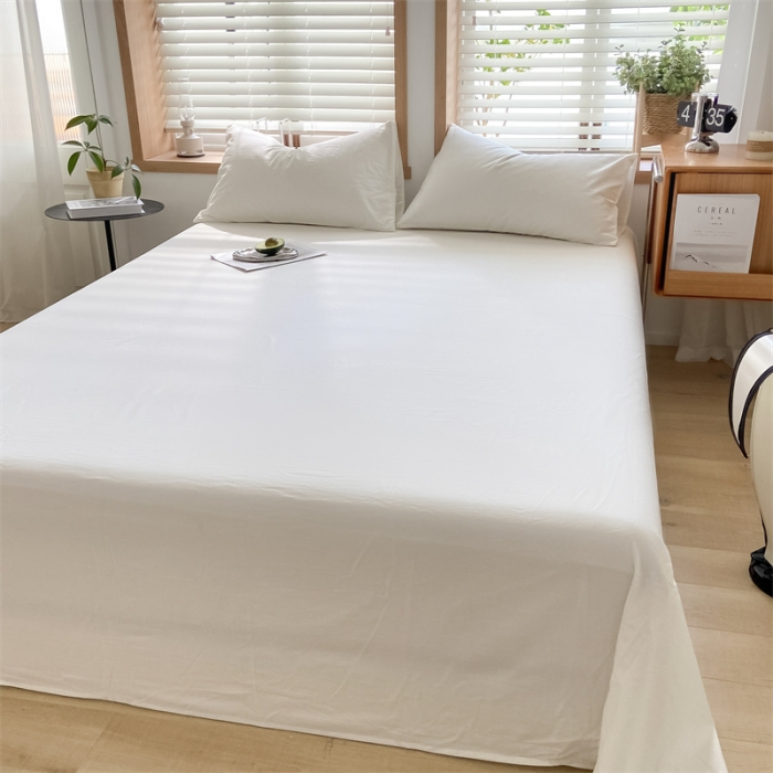 91家纺网 家纺一手货源 找家纺 蓝巢 2023新款全棉色织水洗棉系列单品床单 本白