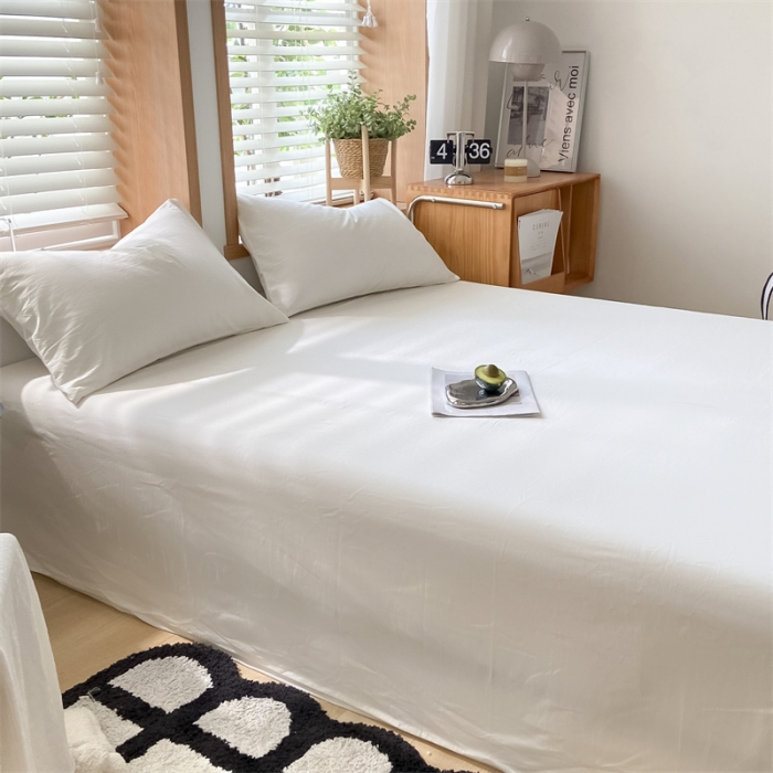 91家纺网 家纺一手货源 找家纺 蓝巢 2023新款全棉色织水洗棉系列单品床单 本白