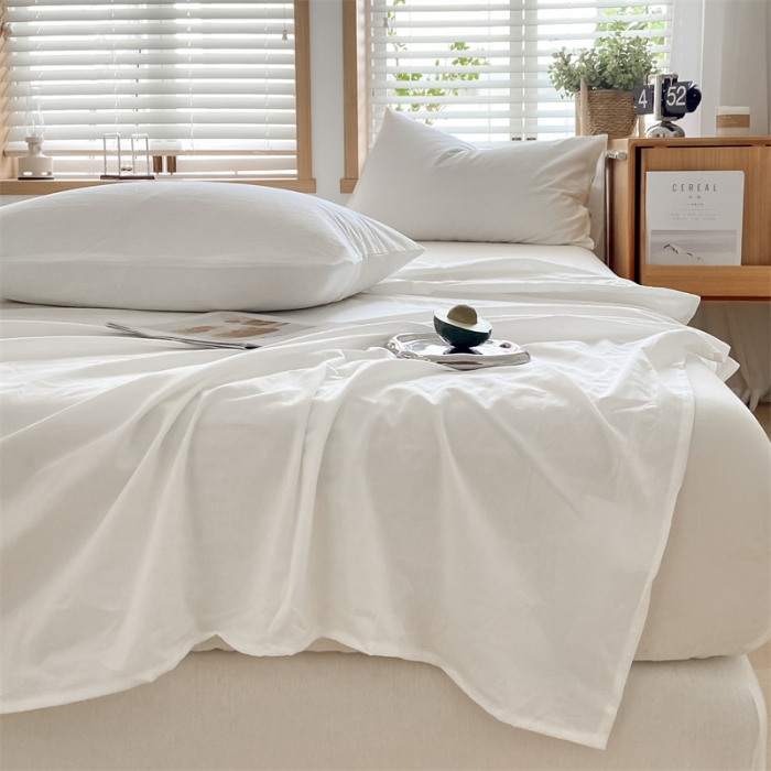 91家纺网 家纺一手货源 找家纺 蓝巢 2023新款全棉色织水洗棉系列单品床单 本白