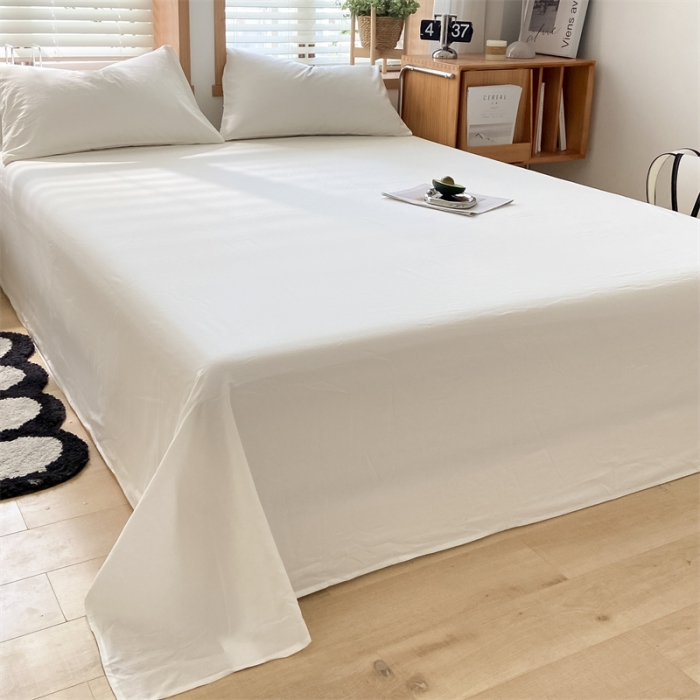 91家纺网 家纺一手货源 找家纺 蓝巢 2023新款全棉色织水洗棉系列单品床单 本白