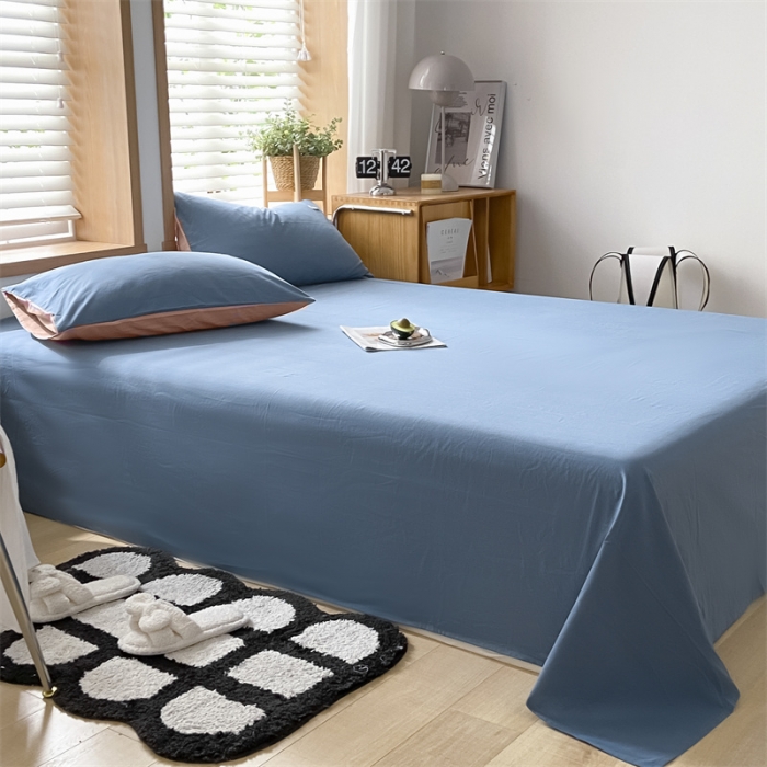 91家纺网 家纺一手货源 找家纺 蓝巢 2023新款全棉色织水洗棉系列单品床单 宾利蓝