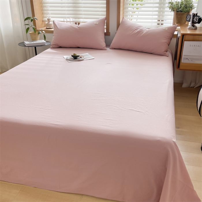 91家纺网 家纺一手货源 找家纺 蓝巢 2023新款全棉色织水洗棉系列单品床单 豆沙