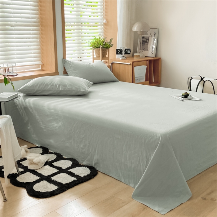 91家纺网 家纺一手货源 找家纺 蓝巢 2023新款全棉色织水洗棉系列单品床单 繁星蓝