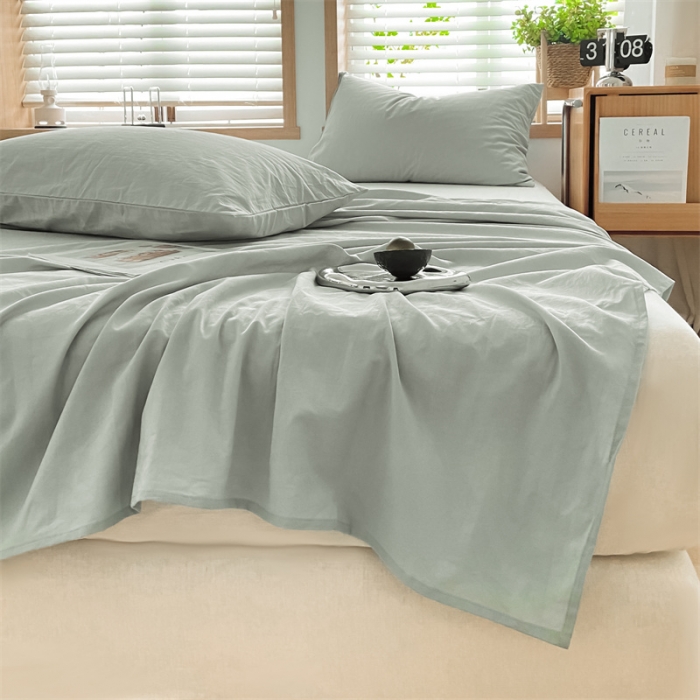 91家纺网 家纺一手货源 找家纺 蓝巢 2023新款全棉色织水洗棉系列单品床单 繁星蓝