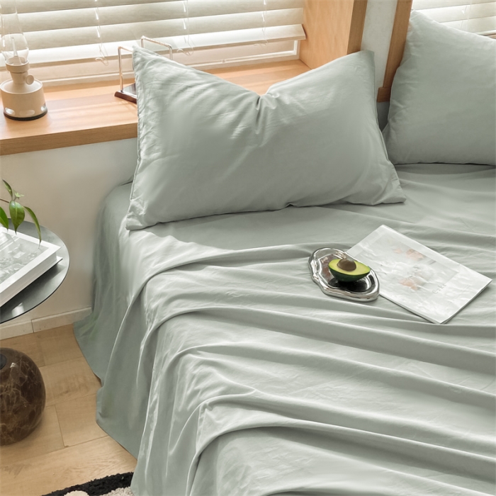 91家纺网 家纺一手货源 找家纺 蓝巢 2023新款全棉色织水洗棉系列单品床单 繁星蓝