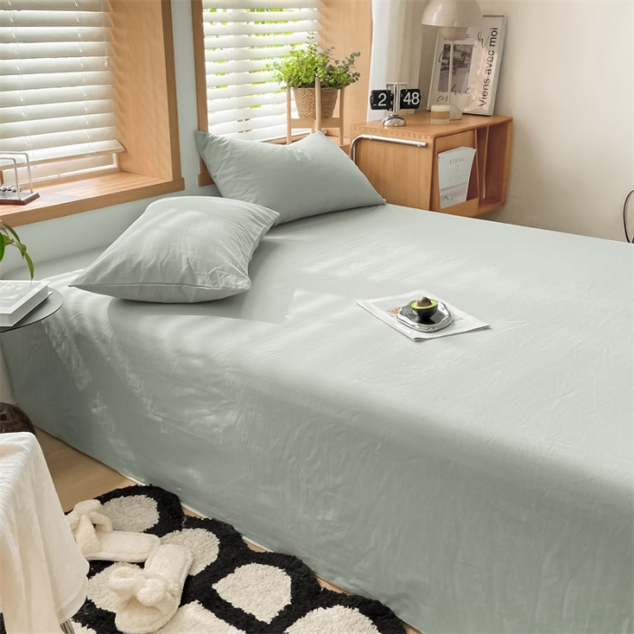 91家纺网 家纺一手货源 找家纺 蓝巢 2023新款全棉色织水洗棉系列单品床单 繁星蓝