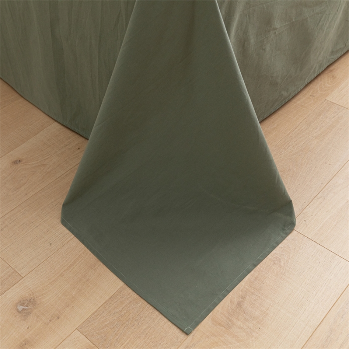 91家纺网 家纺一手货源 找家纺 蓝巢 2023新款全棉色织水洗棉系列单品床单 复古绿