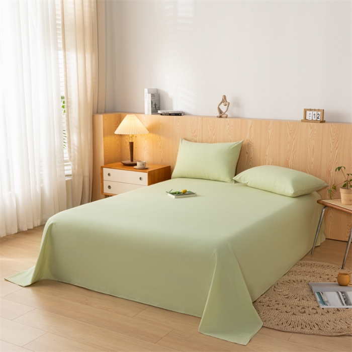 91家纺网 家纺一手货源 找家纺 蓝巢 2023新款全棉色织水洗棉系列单品床单 橄榄绿