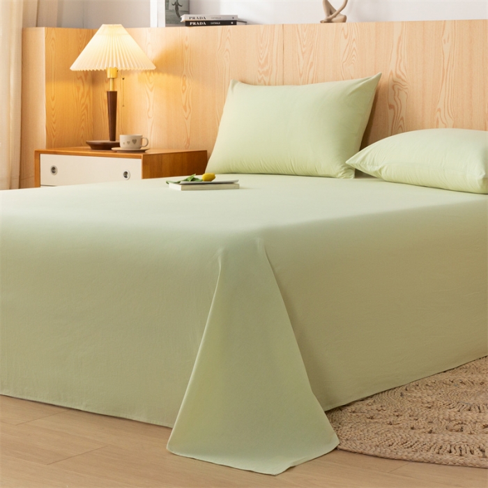 91家纺网 家纺一手货源 找家纺 蓝巢 2023新款全棉色织水洗棉系列单品床单 橄榄绿