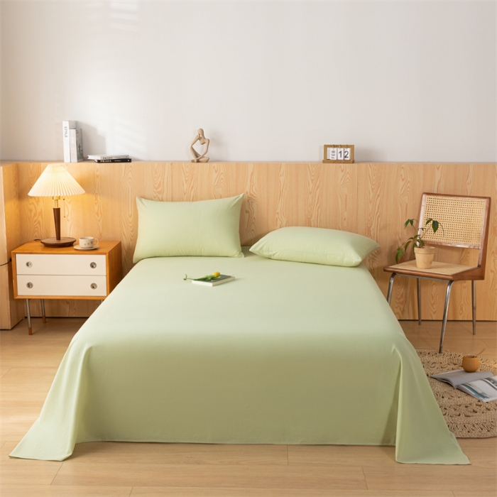 91家纺网 家纺一手货源 找家纺 蓝巢 2023新款全棉色织水洗棉系列单品床单 橄榄绿