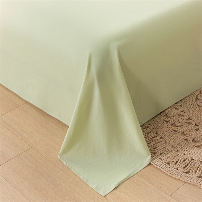 91家纺网 家纺一手货源 找家纺 蓝巢 2023新款全棉色织水洗棉系列单品床单 橄榄绿