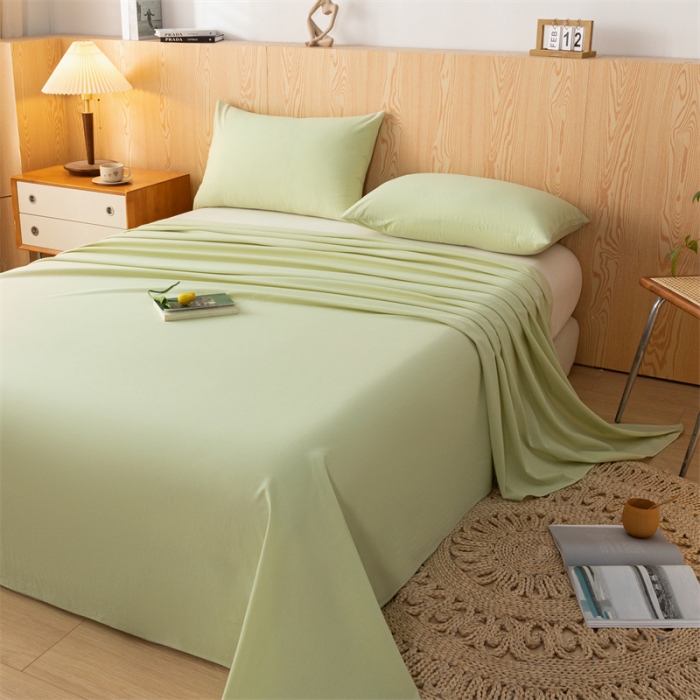 91家纺网 家纺一手货源 找家纺 蓝巢 2023新款全棉色织水洗棉系列单品床单 橄榄绿