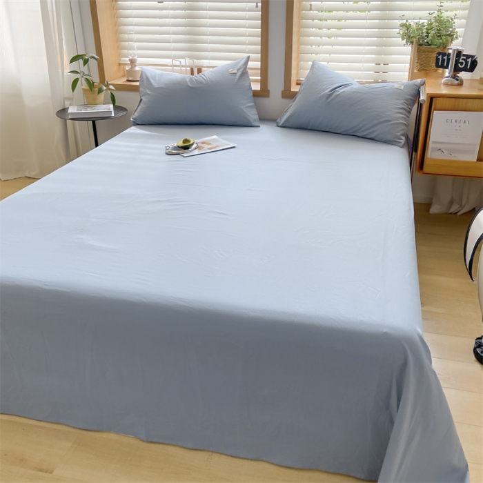 91家纺网 家纺一手货源 找家纺 蓝巢 2023新款全棉色织水洗棉系列单品床单 湖蓝