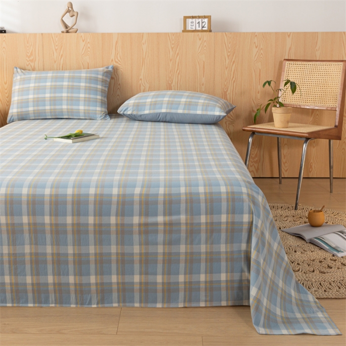 91家纺网 家纺一手货源 找家纺 蓝巢 2023新款全棉色织水洗棉系列单品床单 简兮兰