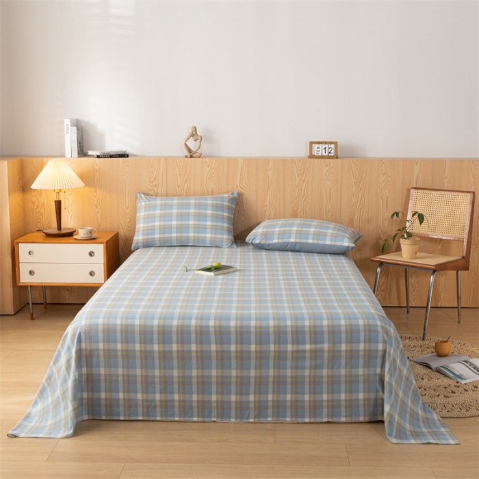 91家纺网 家纺一手货源 找家纺 蓝巢 2023新款全棉色织水洗棉系列单品床单 简兮兰