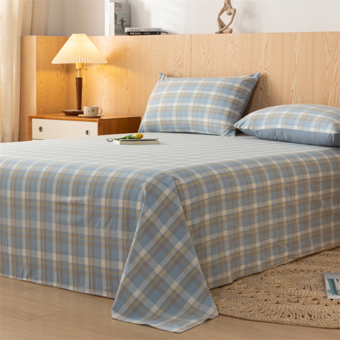 91家纺网 家纺一手货源 找家纺 蓝巢 2023新款全棉色织水洗棉系列单品床单 简兮兰