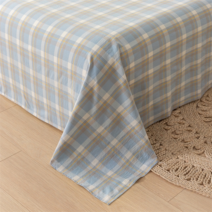 91家纺网 家纺一手货源 找家纺 蓝巢 2023新款全棉色织水洗棉系列单品床单 简兮兰