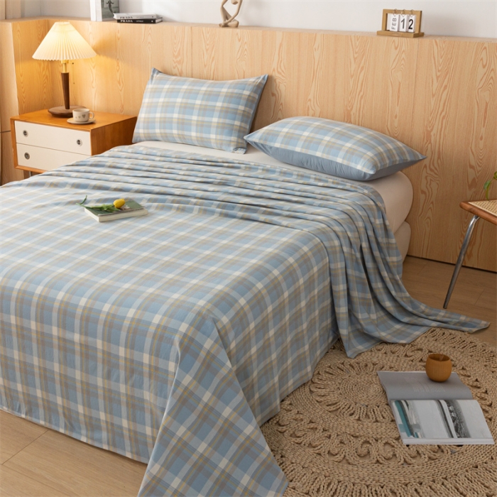 91家纺网 家纺一手货源 找家纺 蓝巢 2023新款全棉色织水洗棉系列单品床单 简兮兰