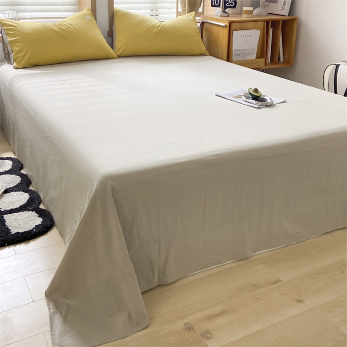 91家纺网 家纺一手货源 找家纺 蓝巢 2023新款全棉色织水洗棉系列单品床单 卡其