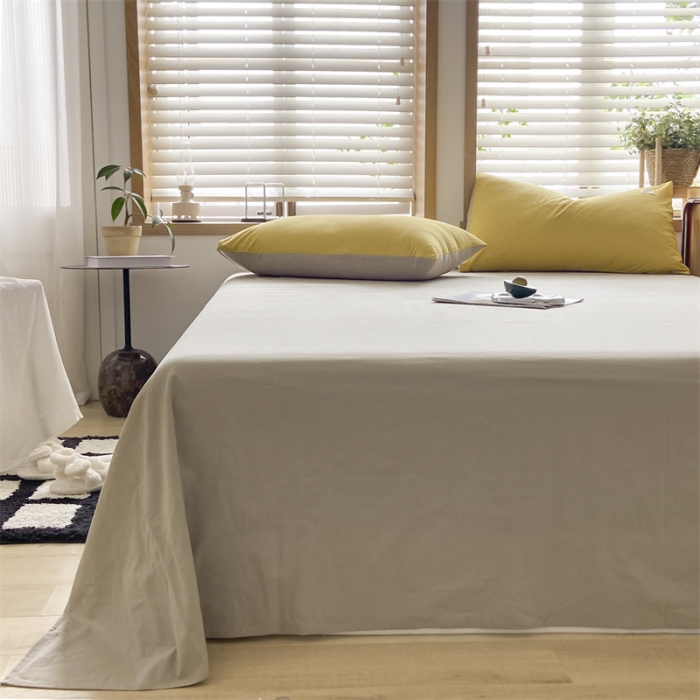 91家纺网 家纺一手货源 找家纺 蓝巢 2023新款全棉色织水洗棉系列单品床单 卡其