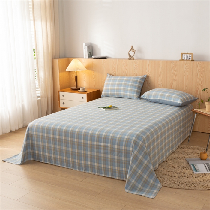 91家纺网 家纺一手货源 找家纺 蓝巢 2023新款全棉色织水洗棉系列单品床单 简兮兰