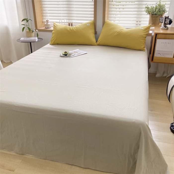 91家纺网 家纺一手货源 找家纺 蓝巢 2023新款全棉色织水洗棉系列单品床单 卡其